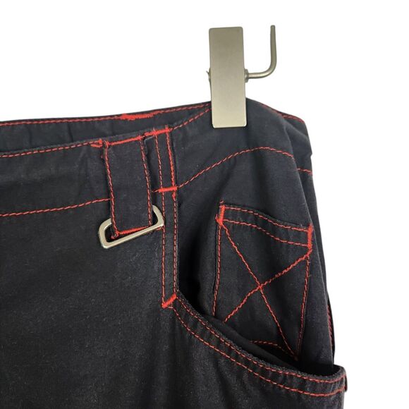 VTG ILLIG Pants 90S Womens 11 Black‎ Red Y2K Goth Rave Hip Hop Baggy Wide Leg - Picture 3 of 15